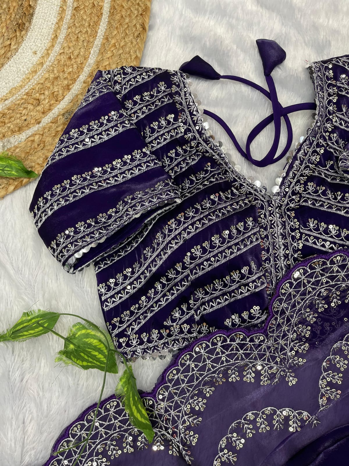 Designer Inspired Jimmy Choo Silk Saree With Embroidery Work