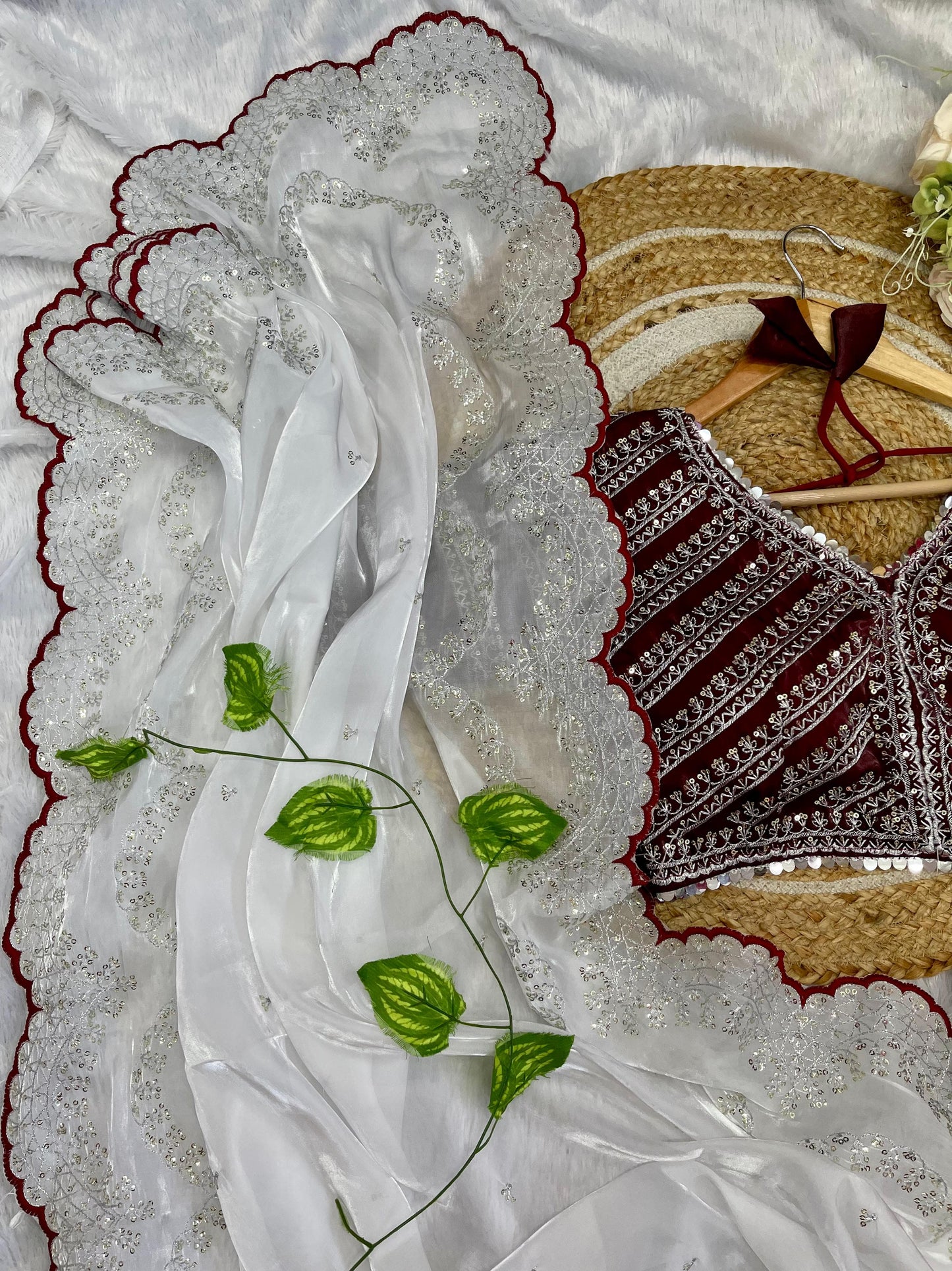 Designer Inspired Jimmy Choo Silk Saree With Embroidery Work