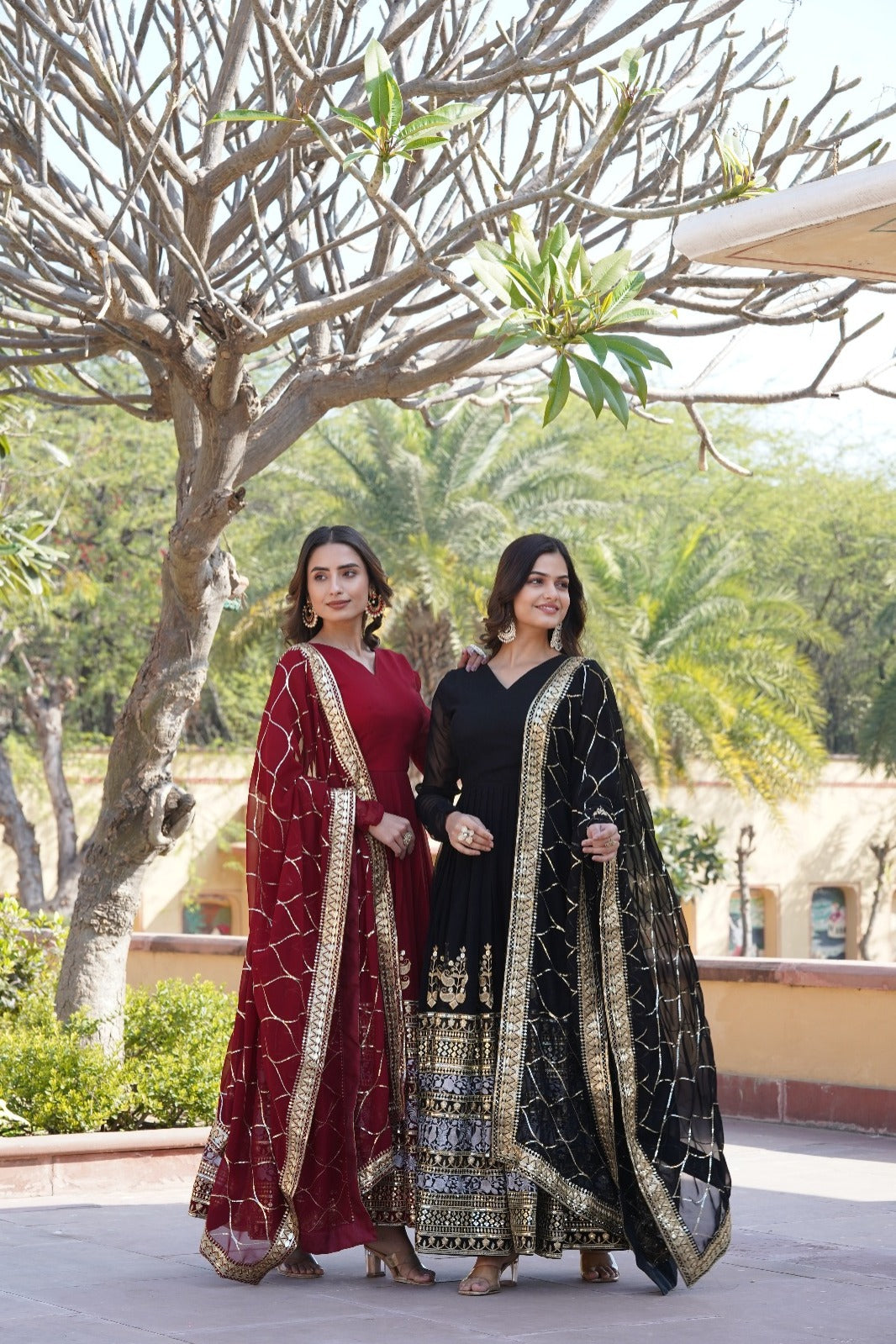 Elegant and beautiful Gown with Zari, Sequins and threadwork