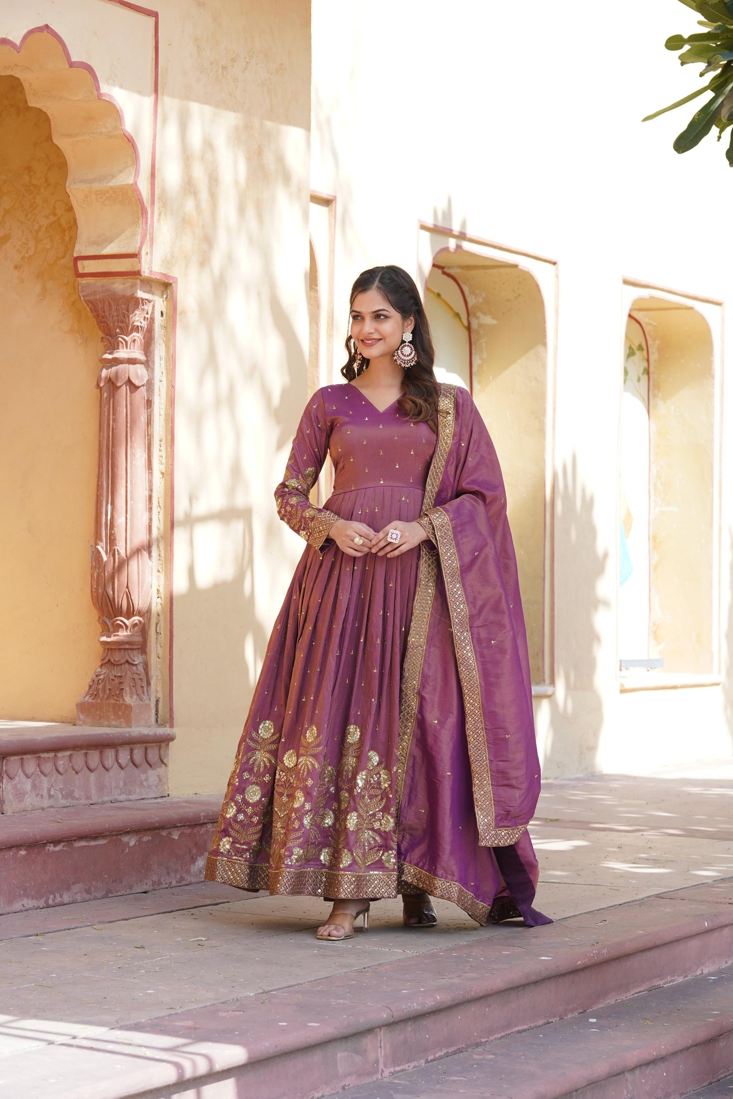 Festive Wear Gown with Sequins embroidered work