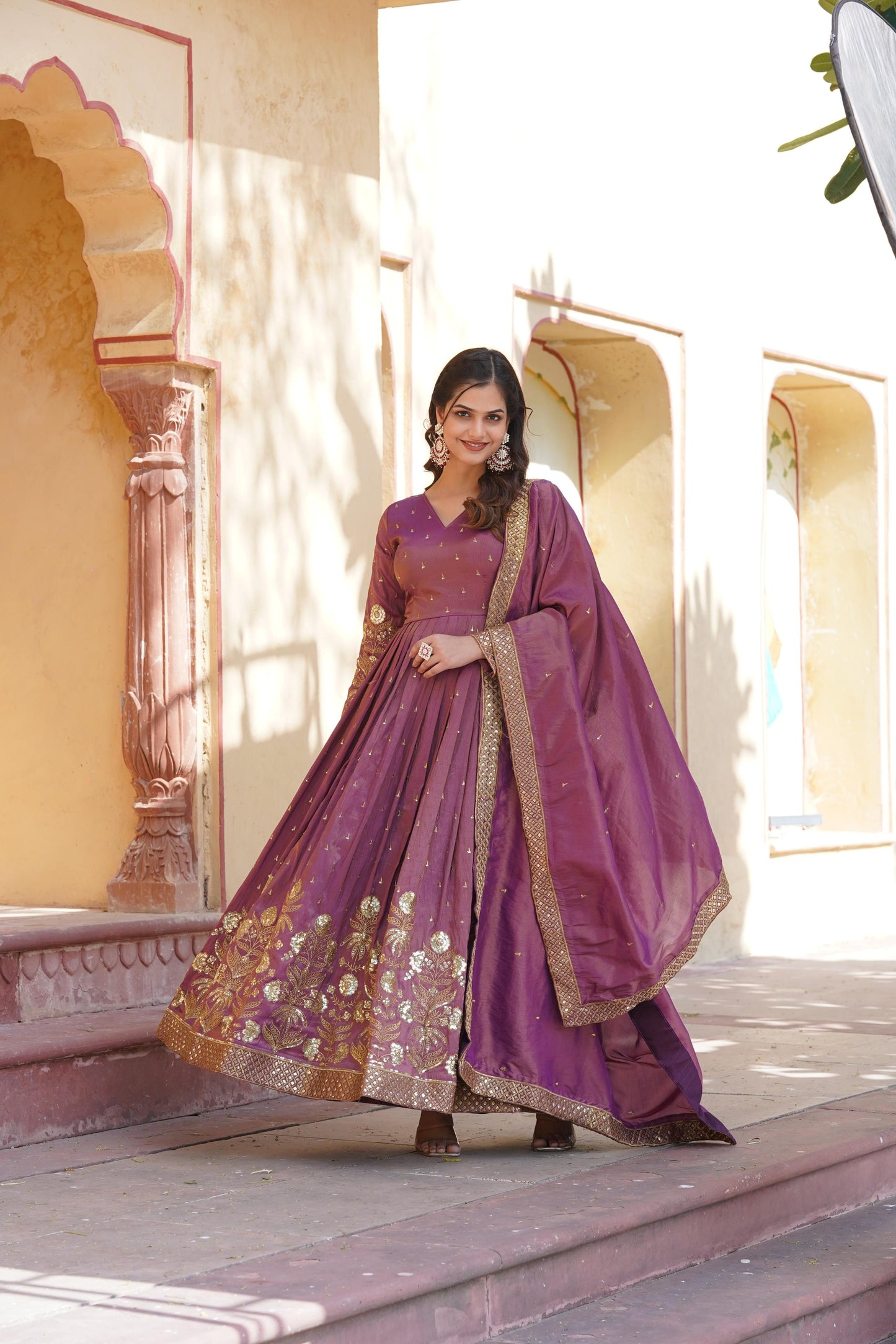 Festive Wear Gown with Sequins embroidered work