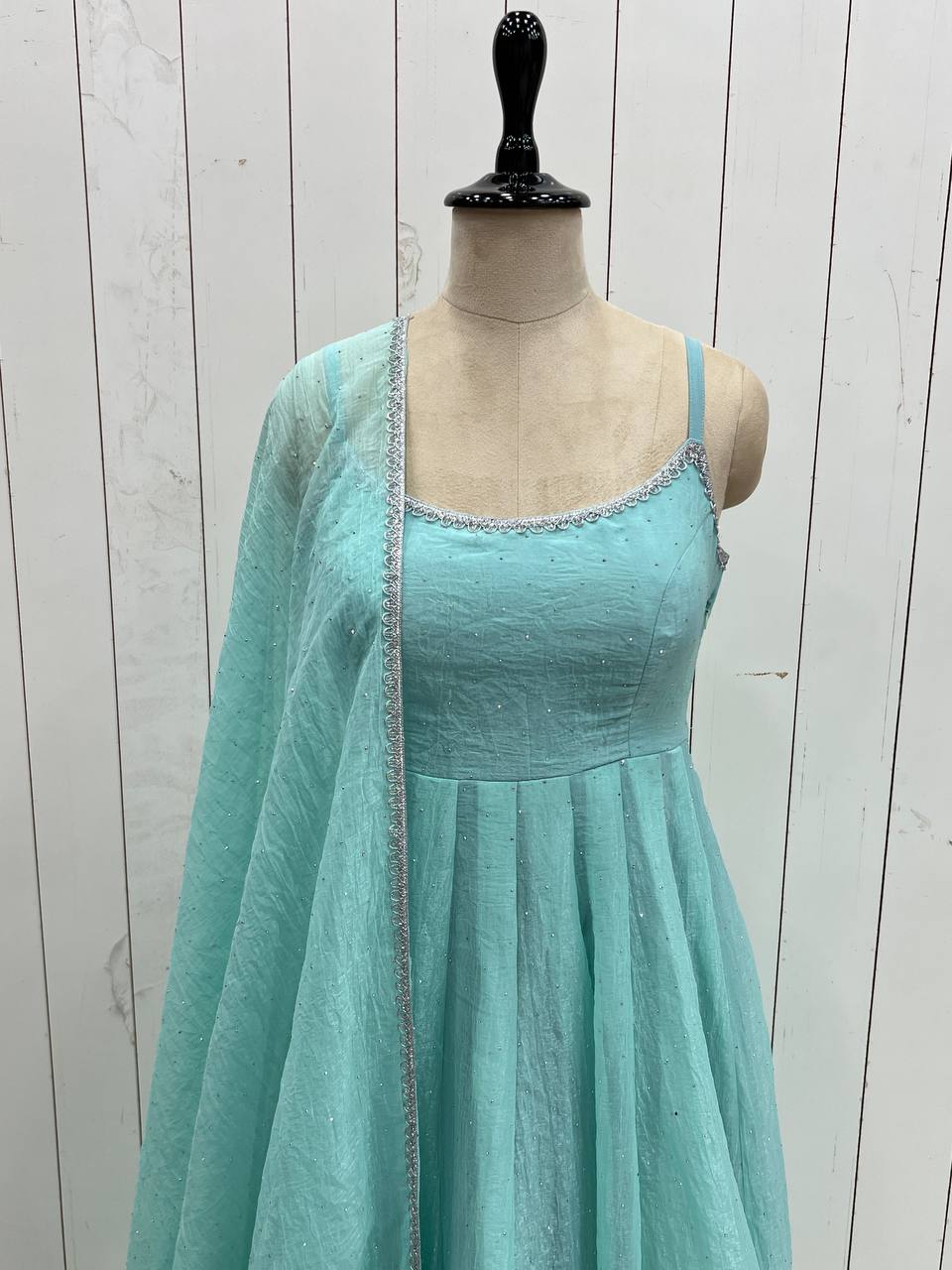Siroski work Crunchy Silk Anarkali