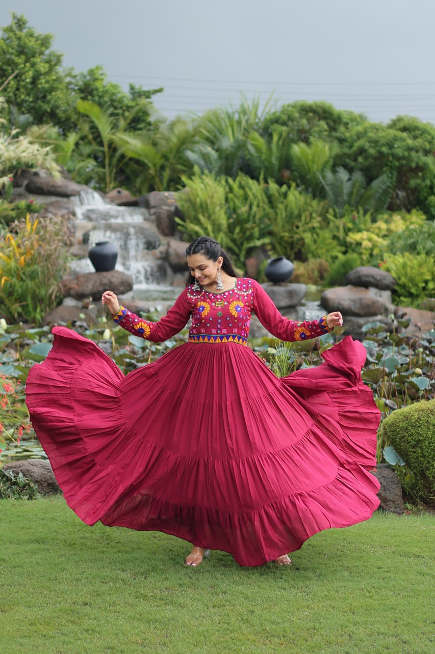 Rayon Gown with Kutchi Gamthi work