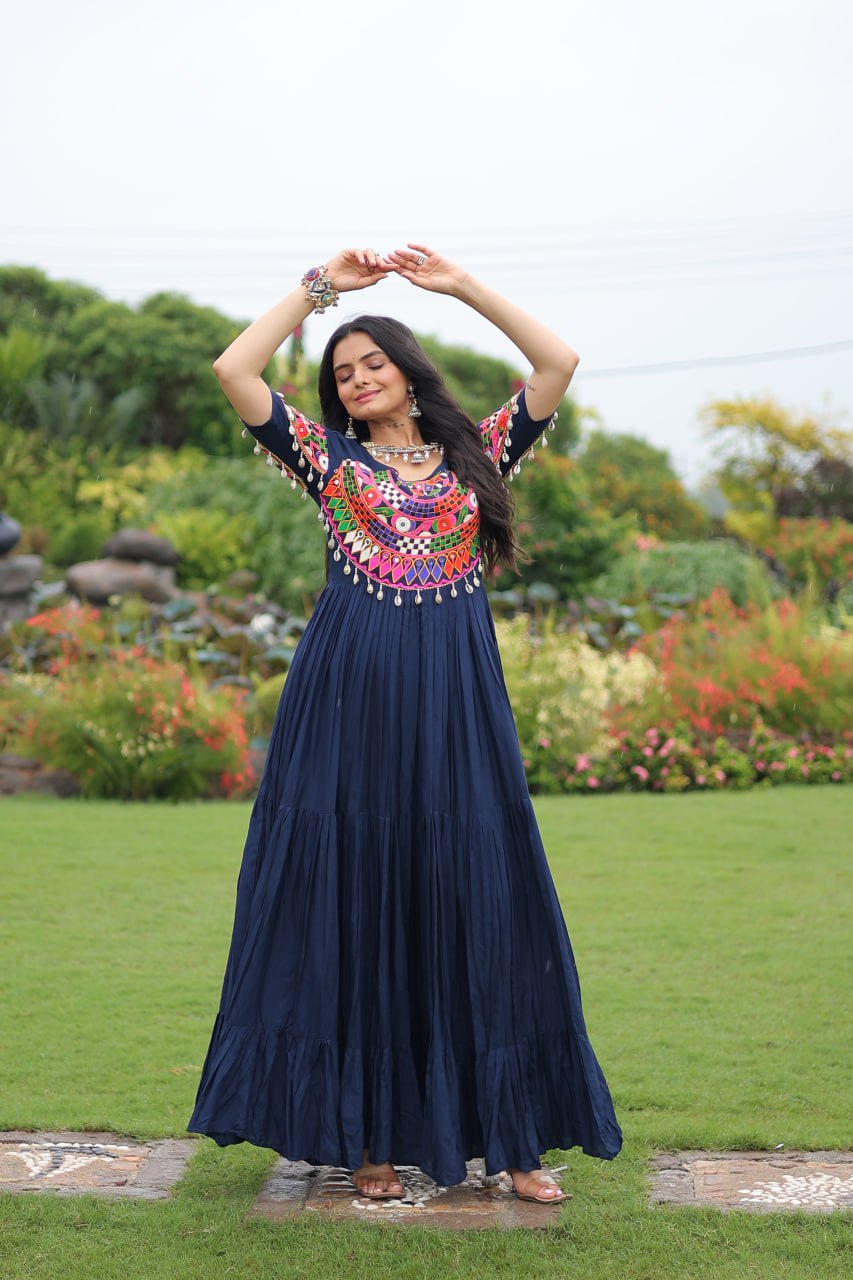 Rayon Gown with Kutchi Gamthi Work