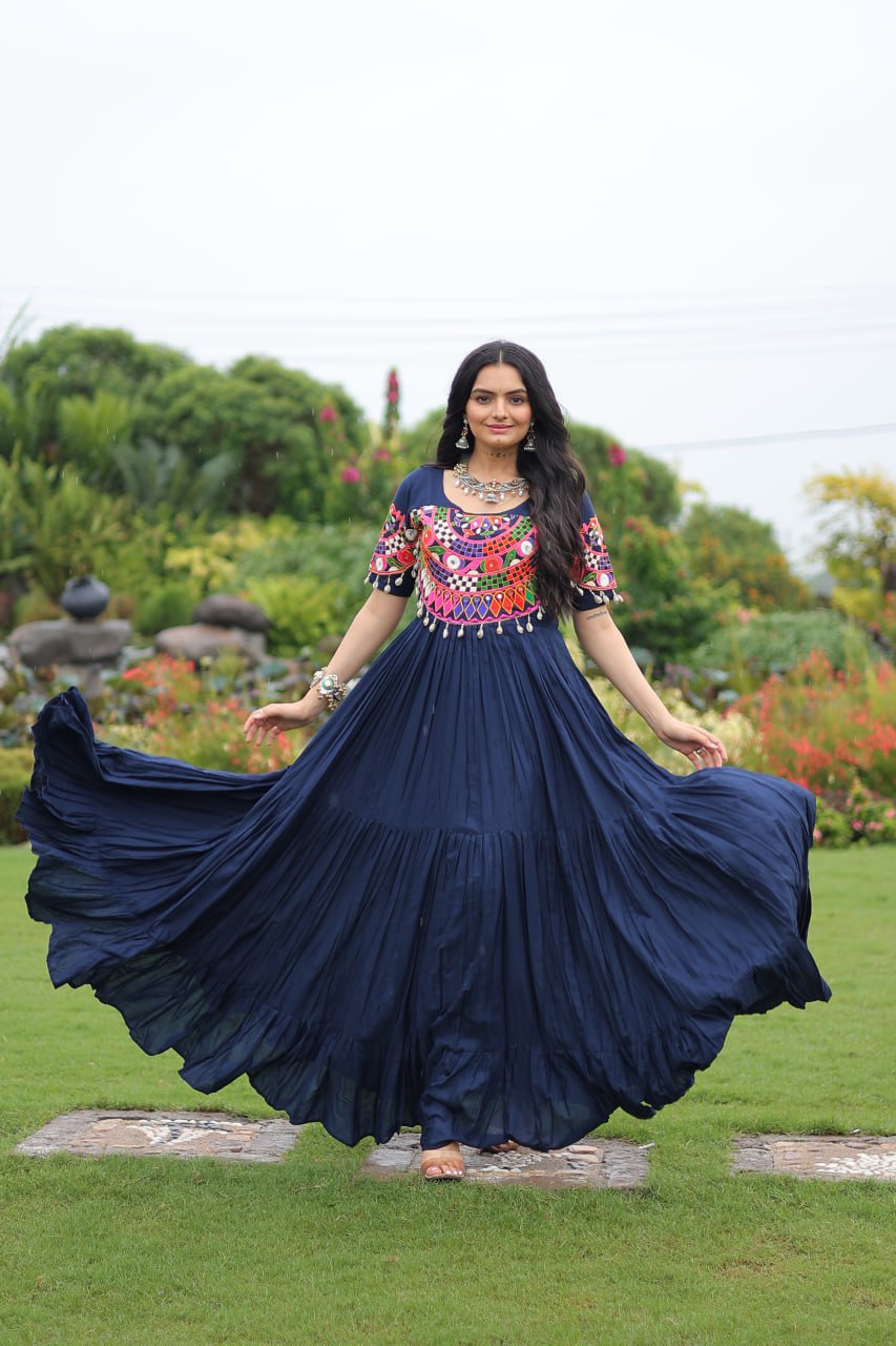 Rayon Gown with Kutchi Gamthi Work