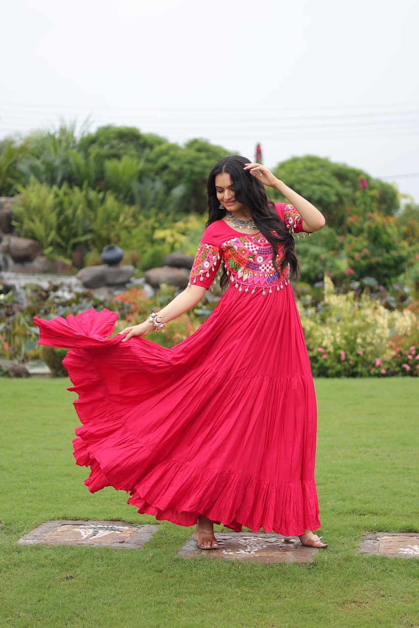 Rayon Gown with Kutchi Gamthi Work