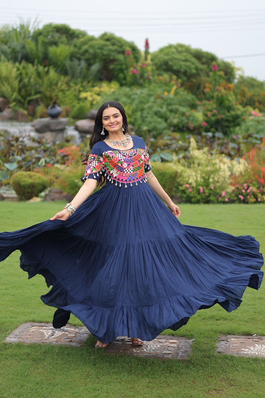 Rayon Gown with Kutchi Gamthi Work