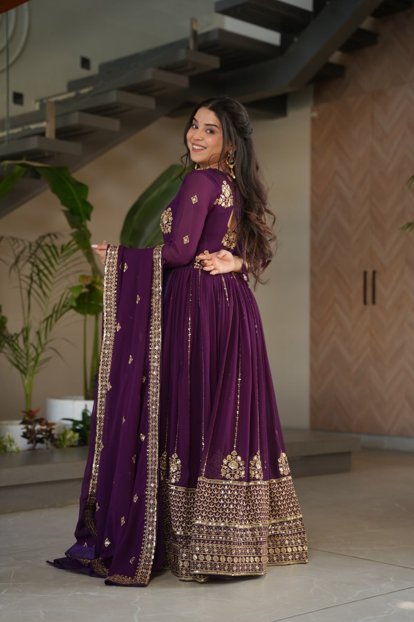 Faux Blooming Designer Gown with Rich Zari & Sequins Embroidered Work