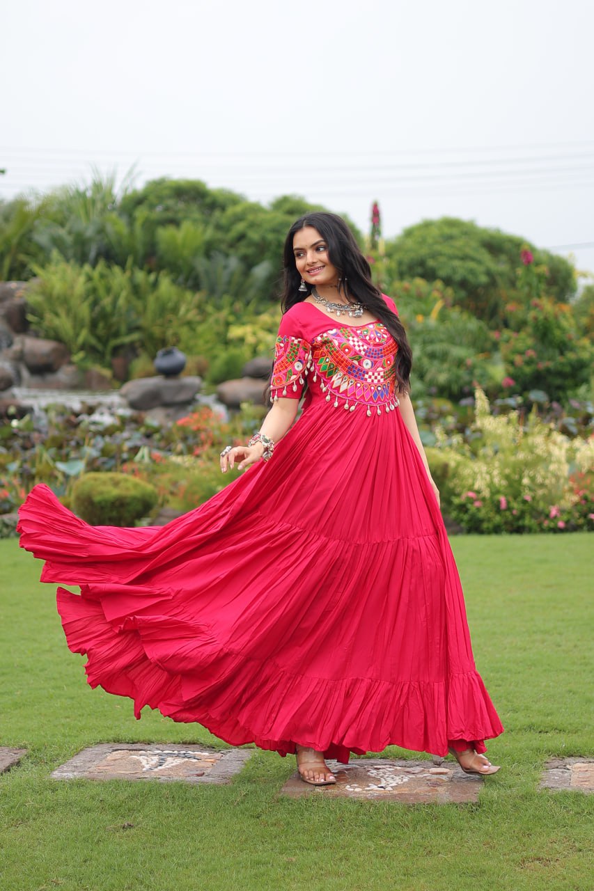 Rayon Gown with Kutchi Gamthi Work