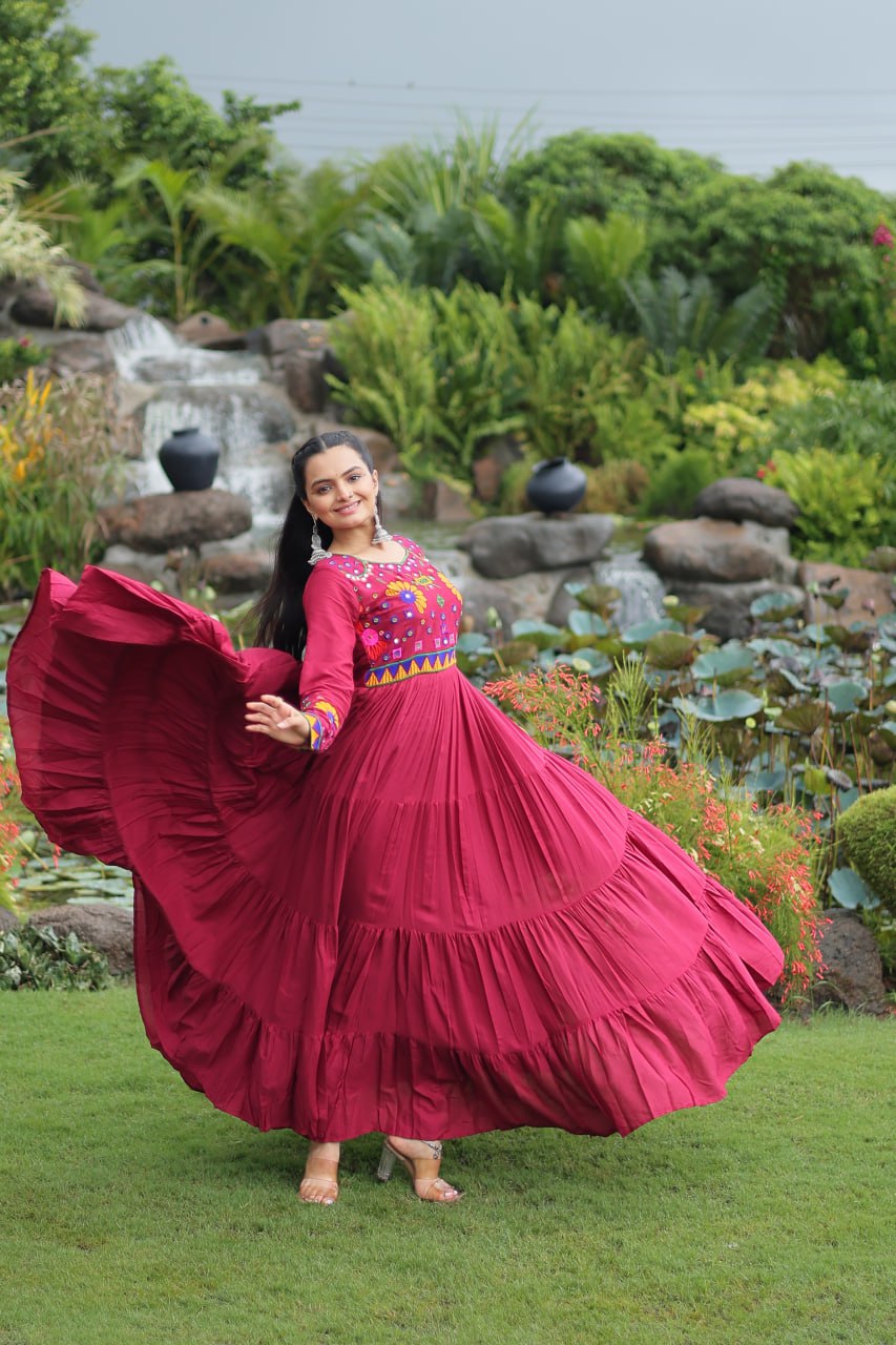Rayon Gown with Kutchi Gamthi work