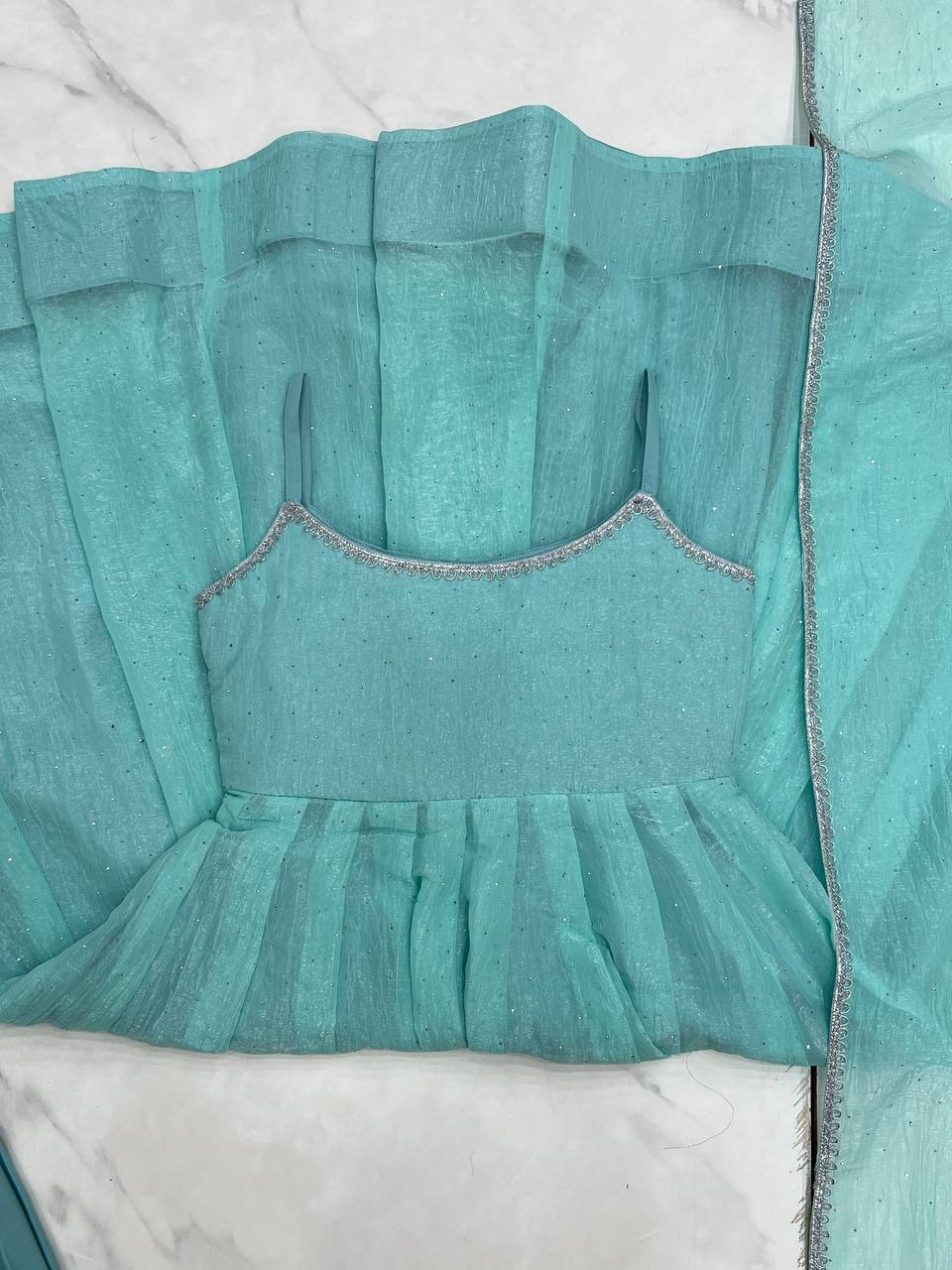 Siroski work Crunchy Silk Anarkali