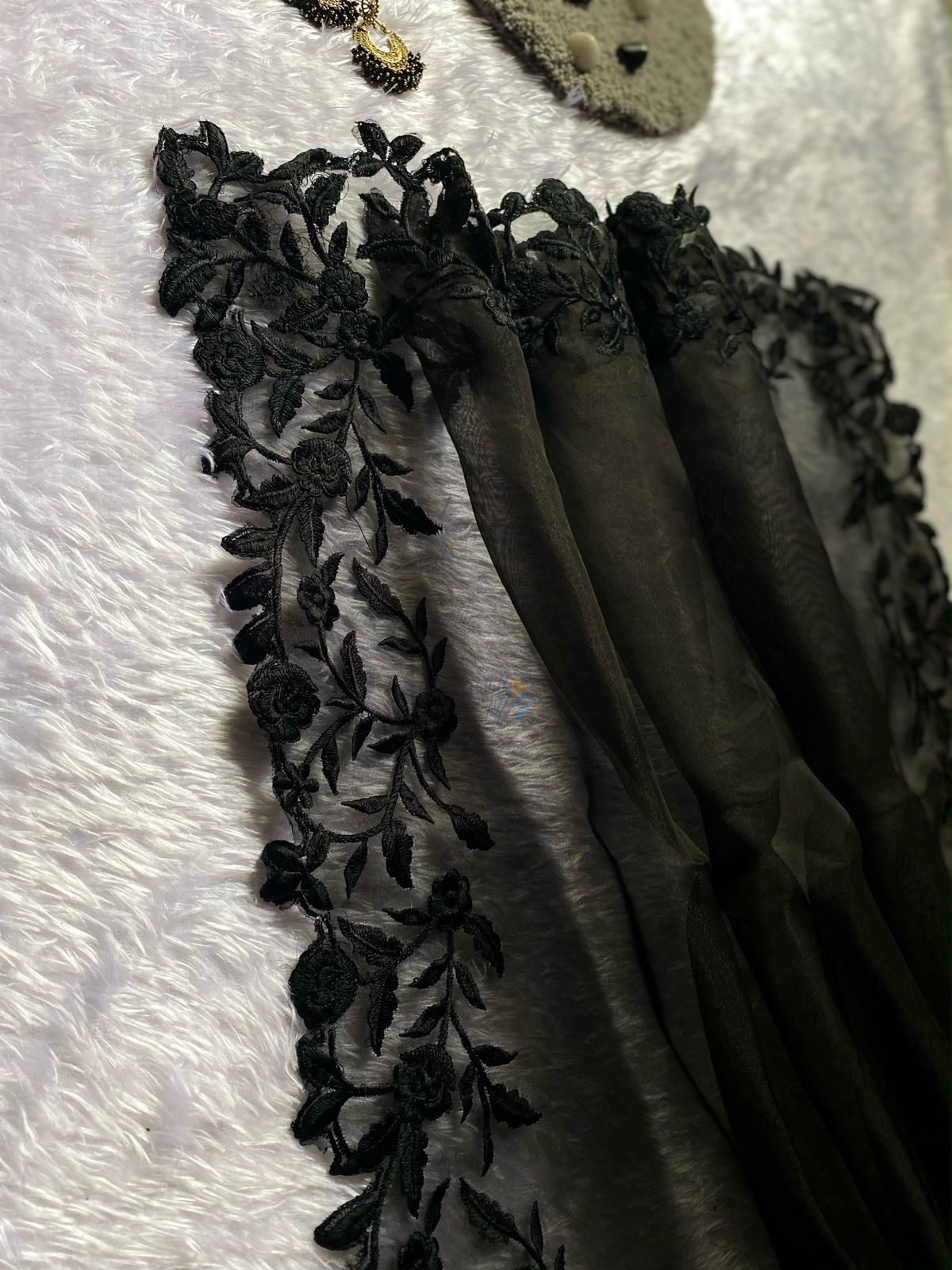 Organza saree with Multy cutwork