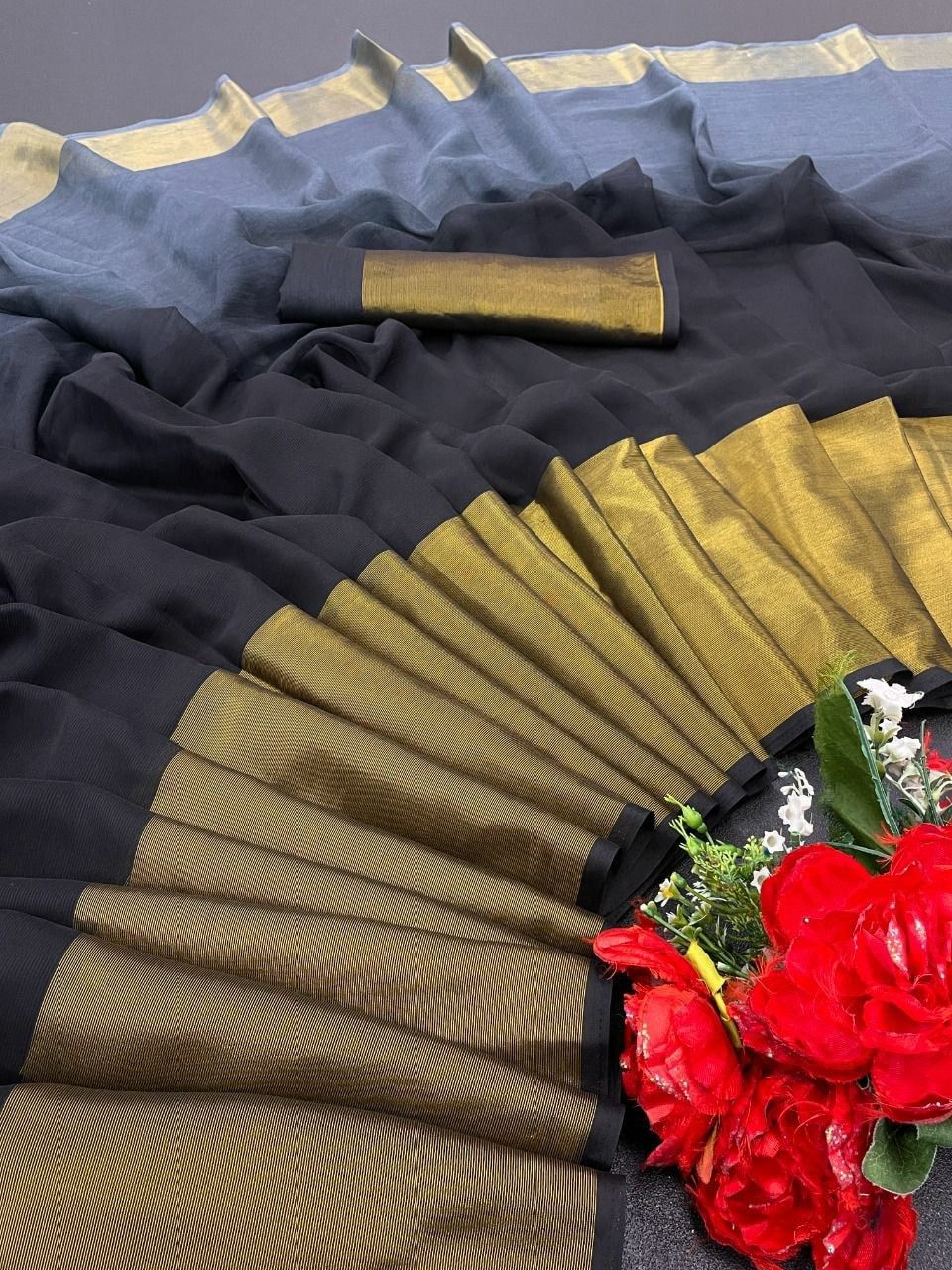 Chiffon double shade saree