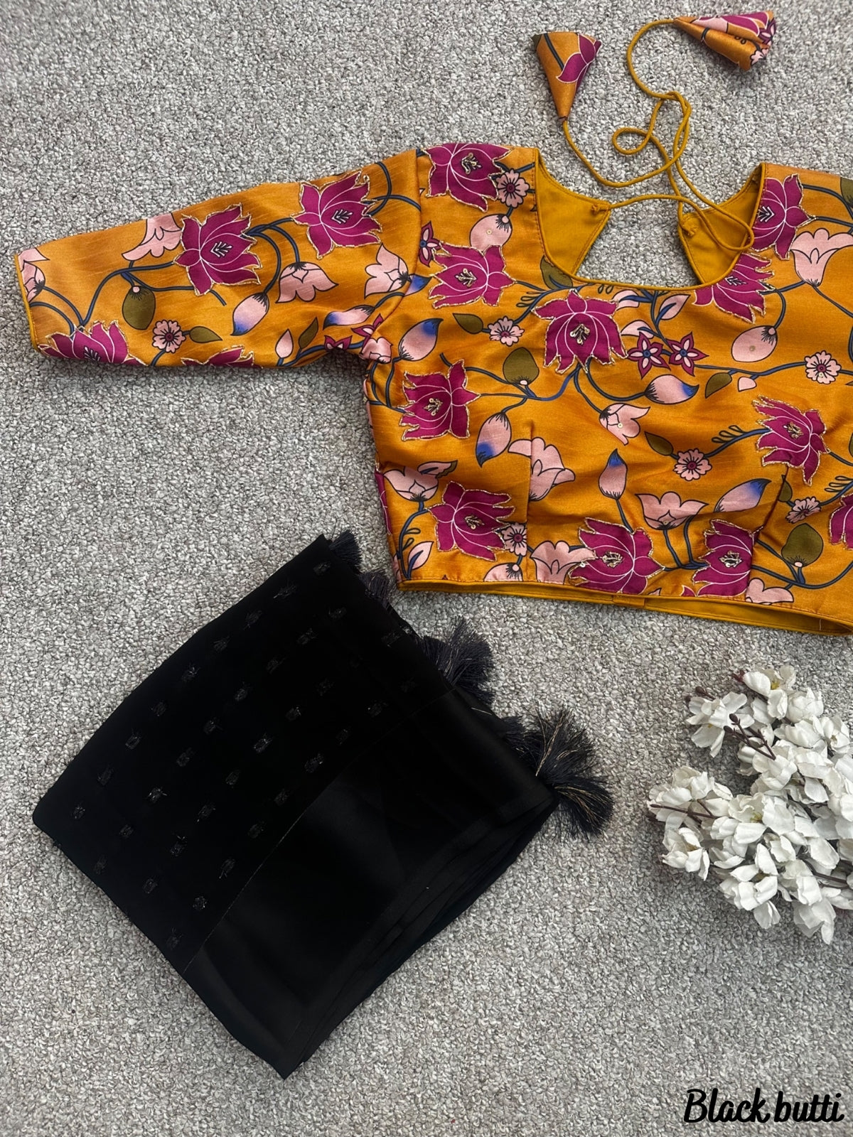 Chiffon saree with Kalamkari blouse