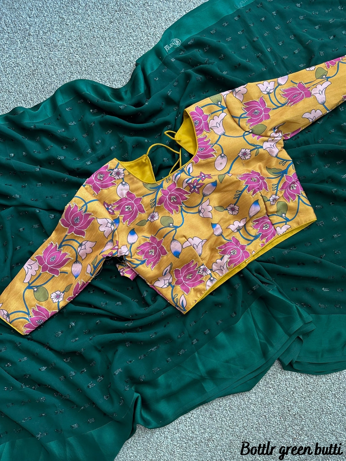 Chiffon saree with Kalamkari blouse