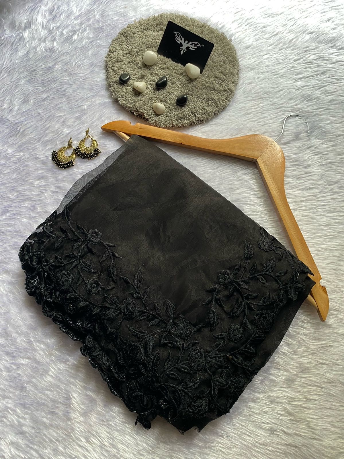 Organza saree with Multy cutwork
