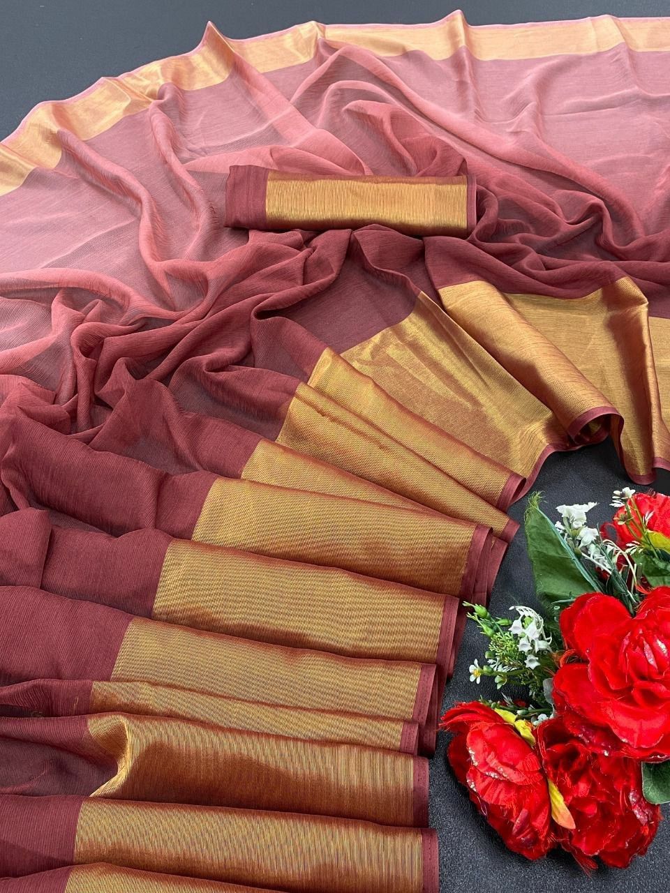 Chiffon double shade saree