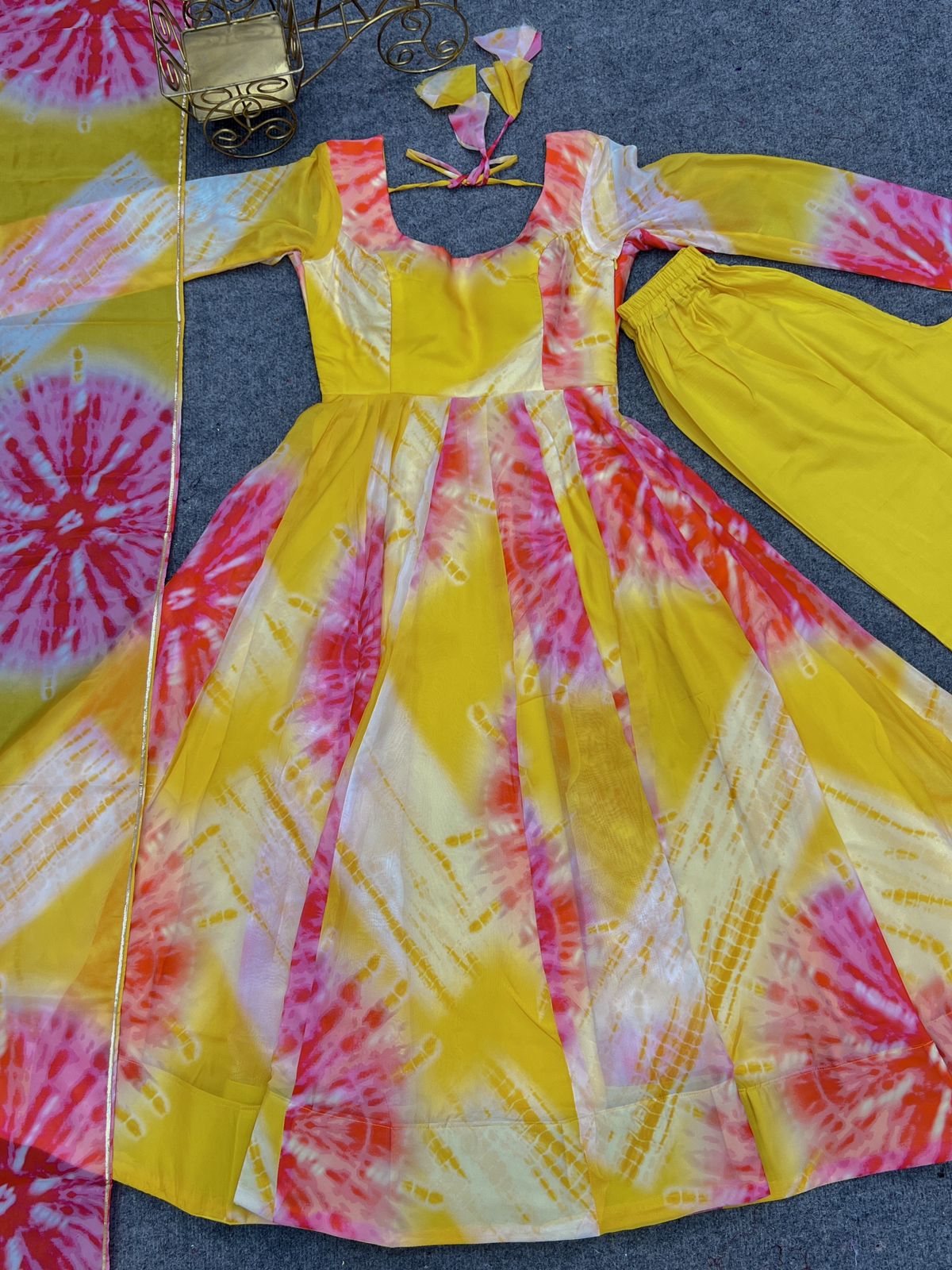Yellow Organza Anarkali