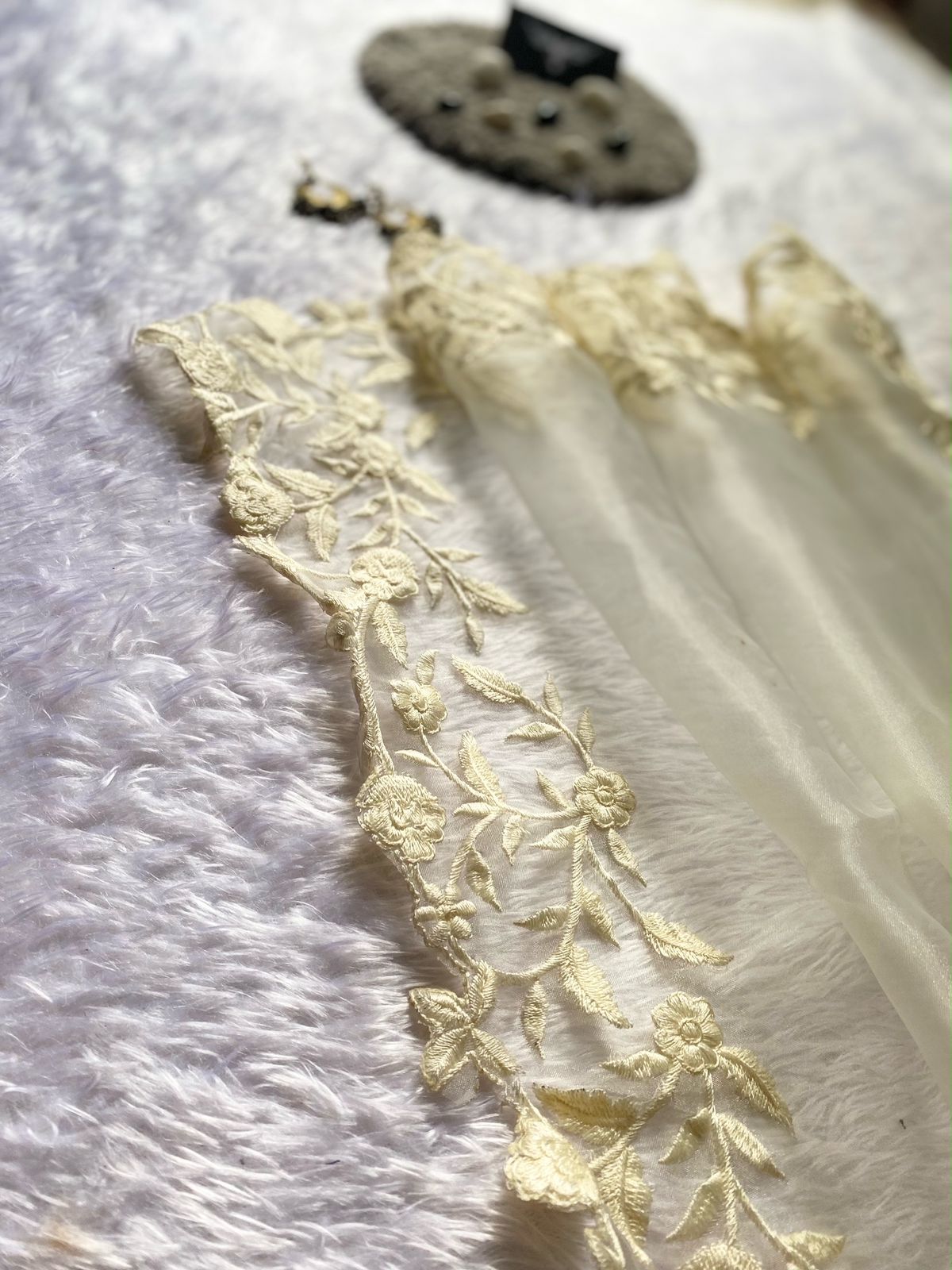 Organza saree with Multy cutwork
