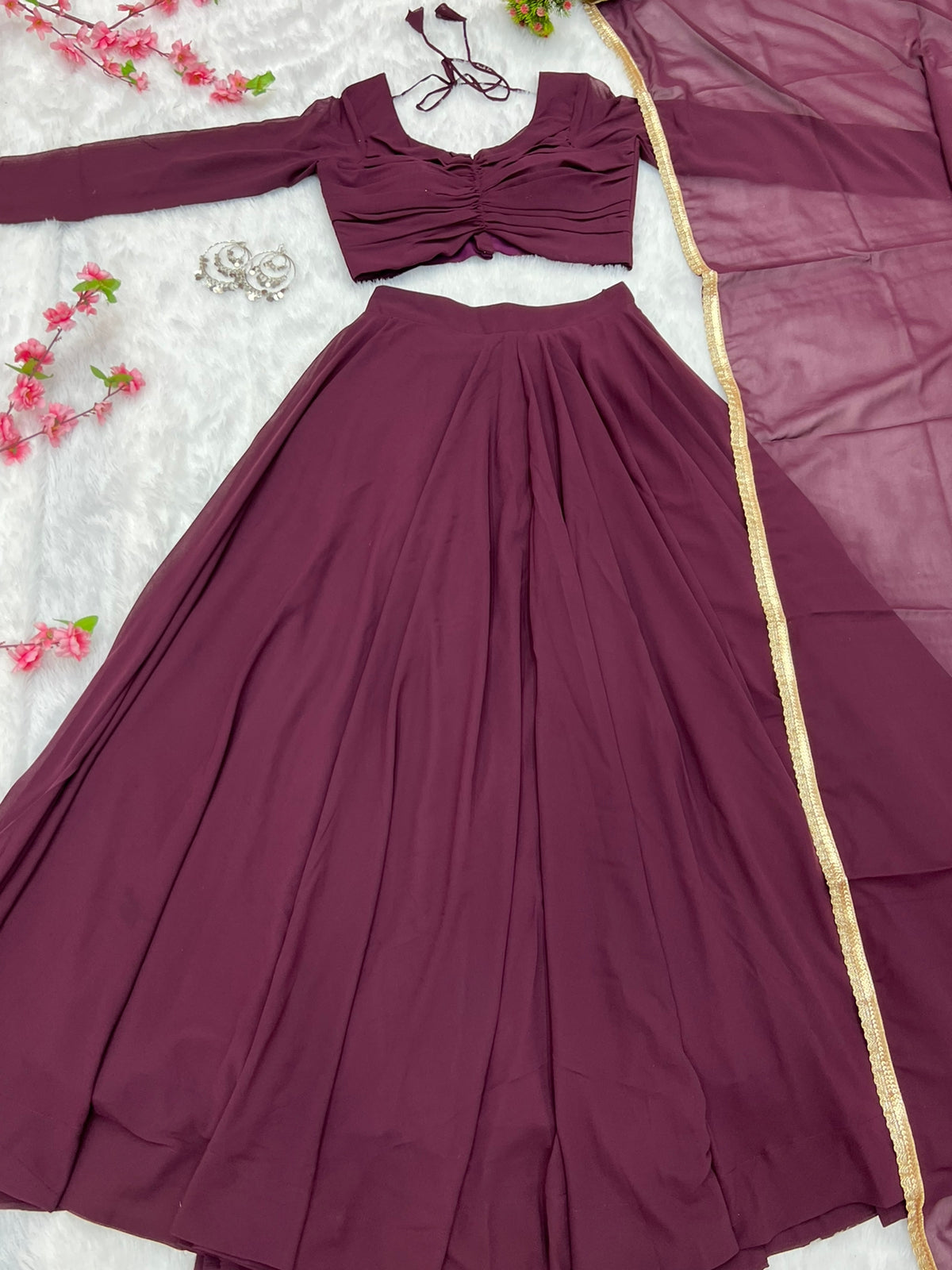 Solid Lehenga with huge flare