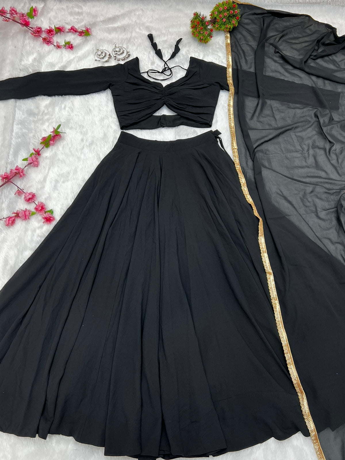 Solid Lehenga with huge flare