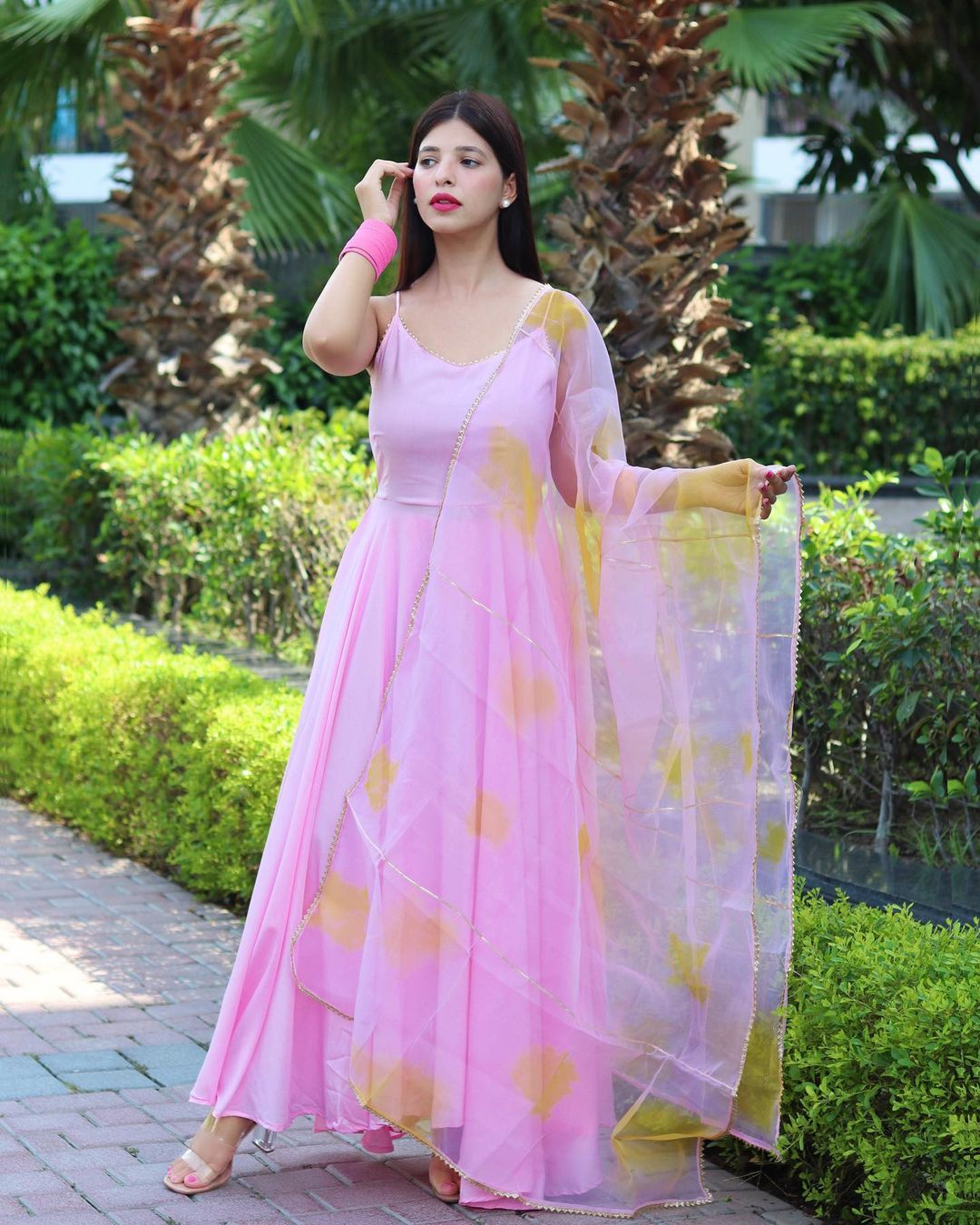 Pink Maska Cotton Silk Anarkali
