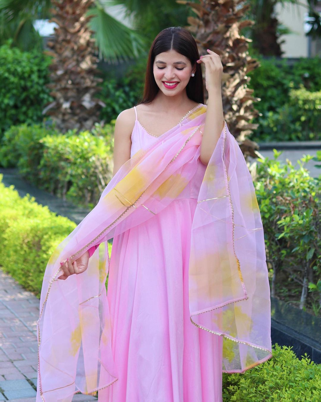 Pink Maska Cotton Silk Anarkali