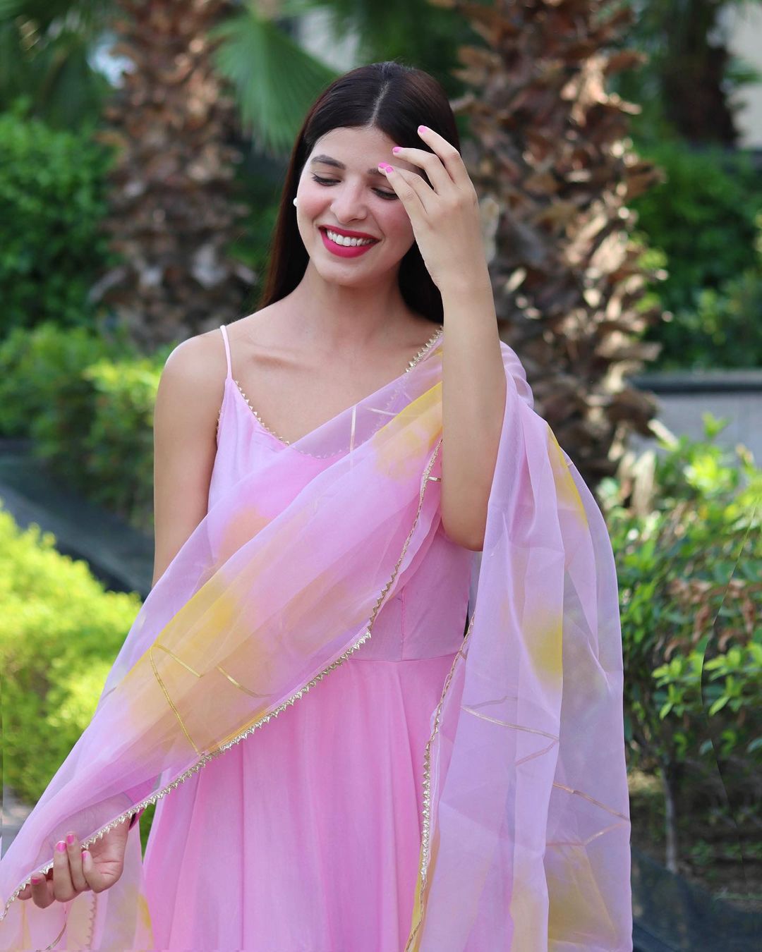 Pink Maska Cotton Silk Anarkali