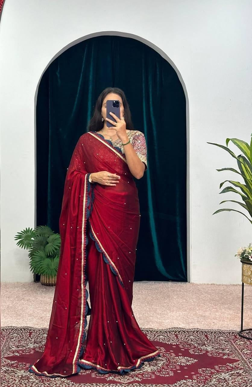 Shraddha kapoor inspired Maroon saree