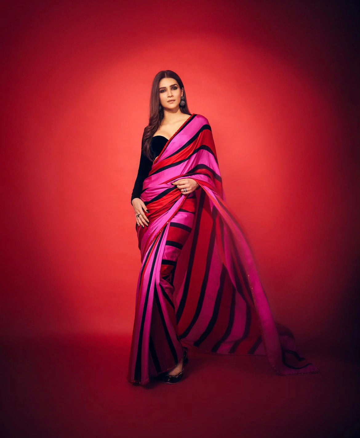 Kriti Sanon inspired Pink-red Saree