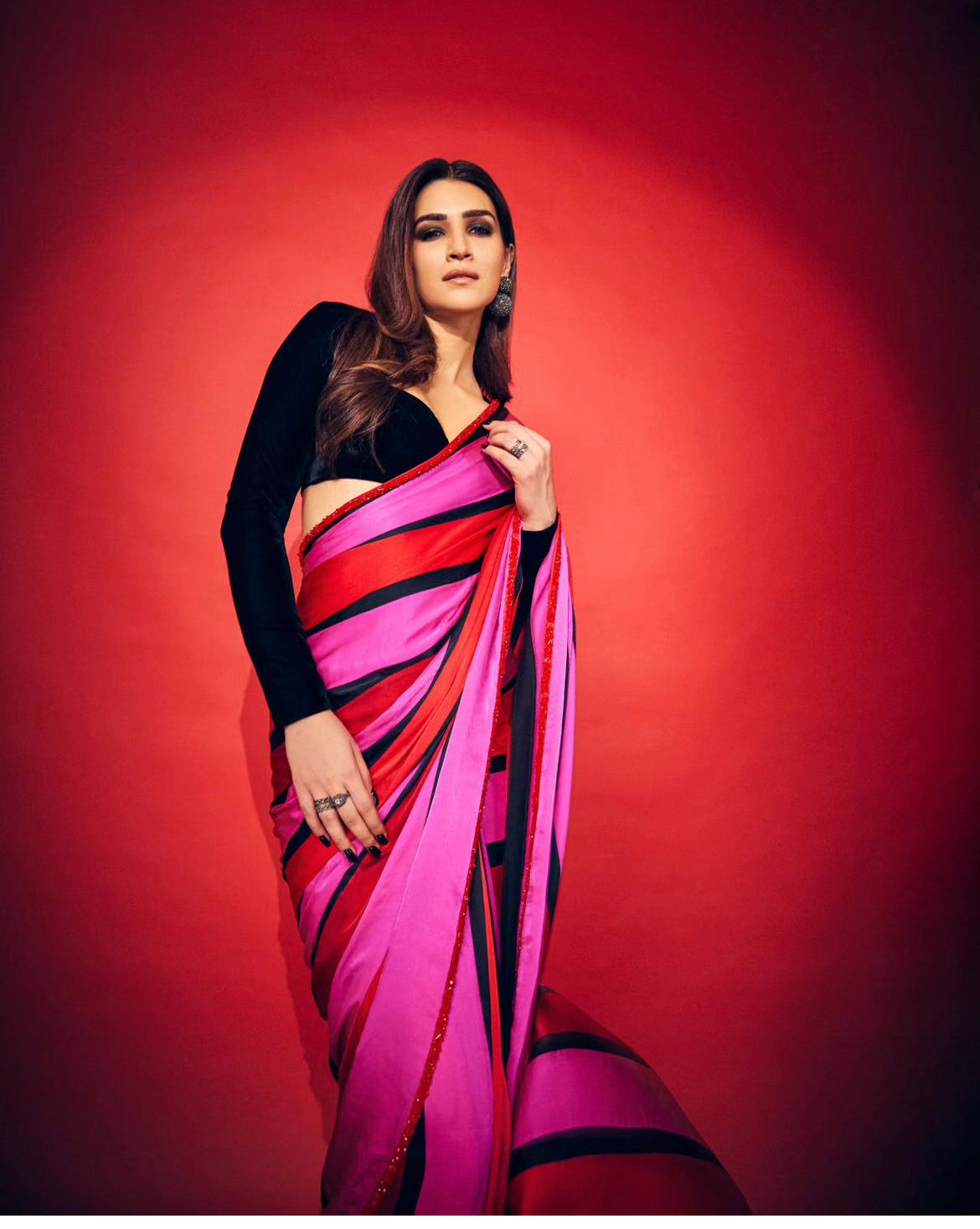 Kriti Sanon inspired Pink-red Saree