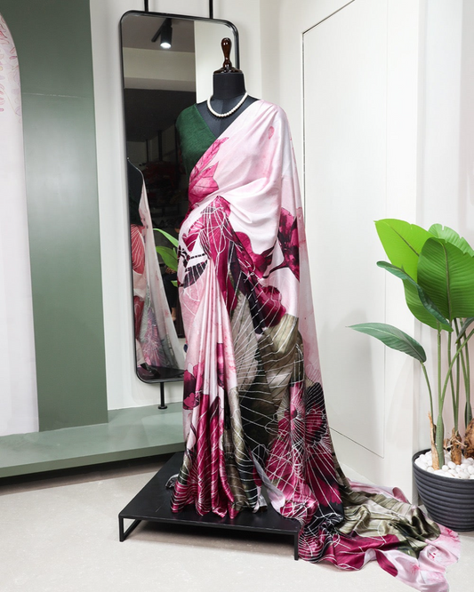 Satin Silk Printed Sarees