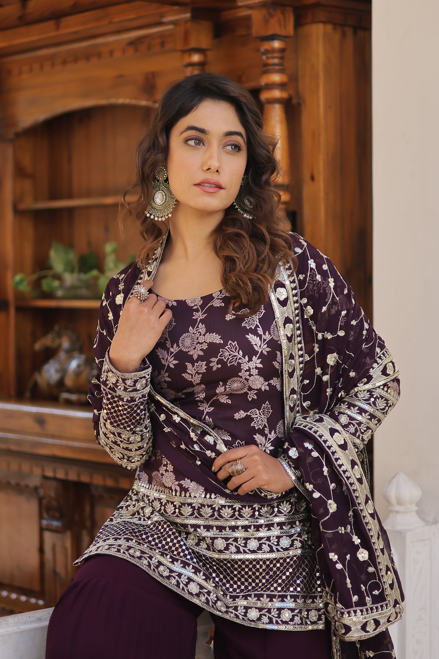 Viscose Jacquard Kurti Gharara Set