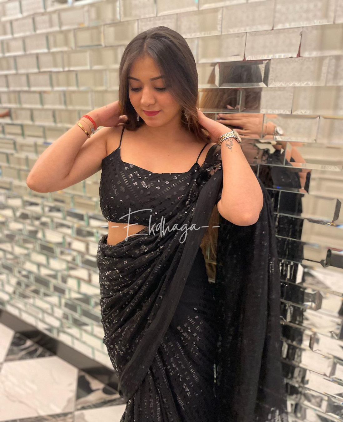 Black Sequins Saree