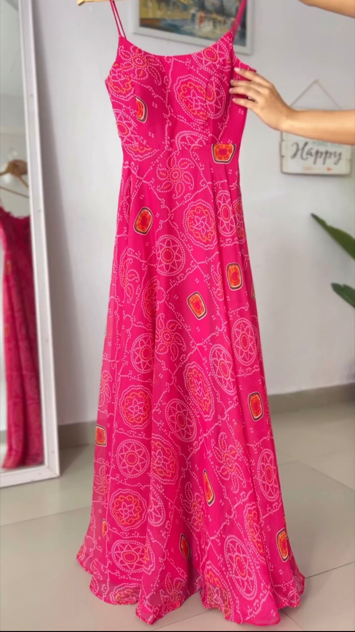 Bandhej Chiffon Anarkali with Designer Back