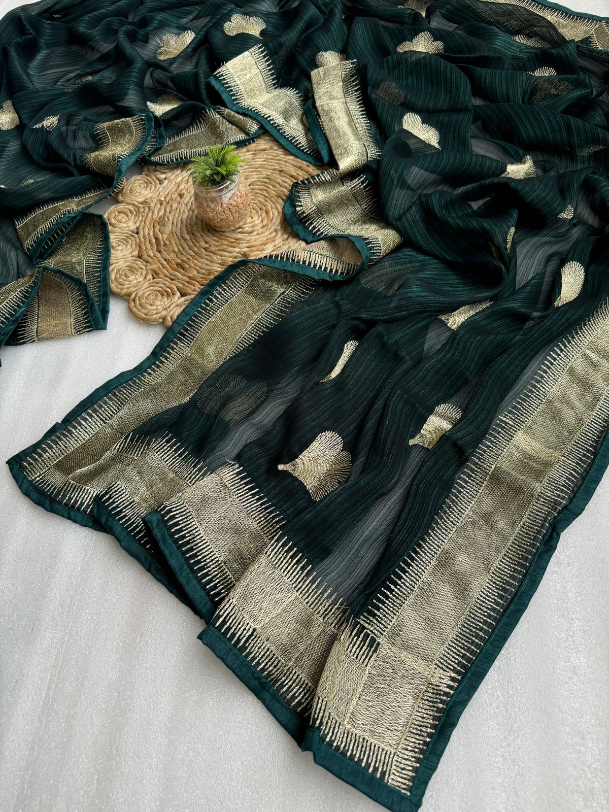 Chanderi Cotton Butta Design Saree