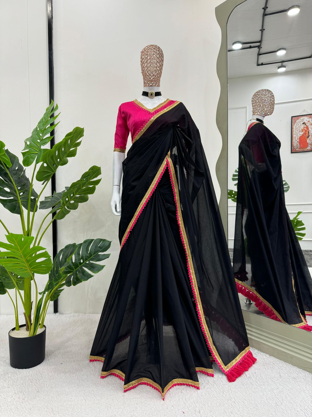 Mul Cotton-Silk Lace Work Saree