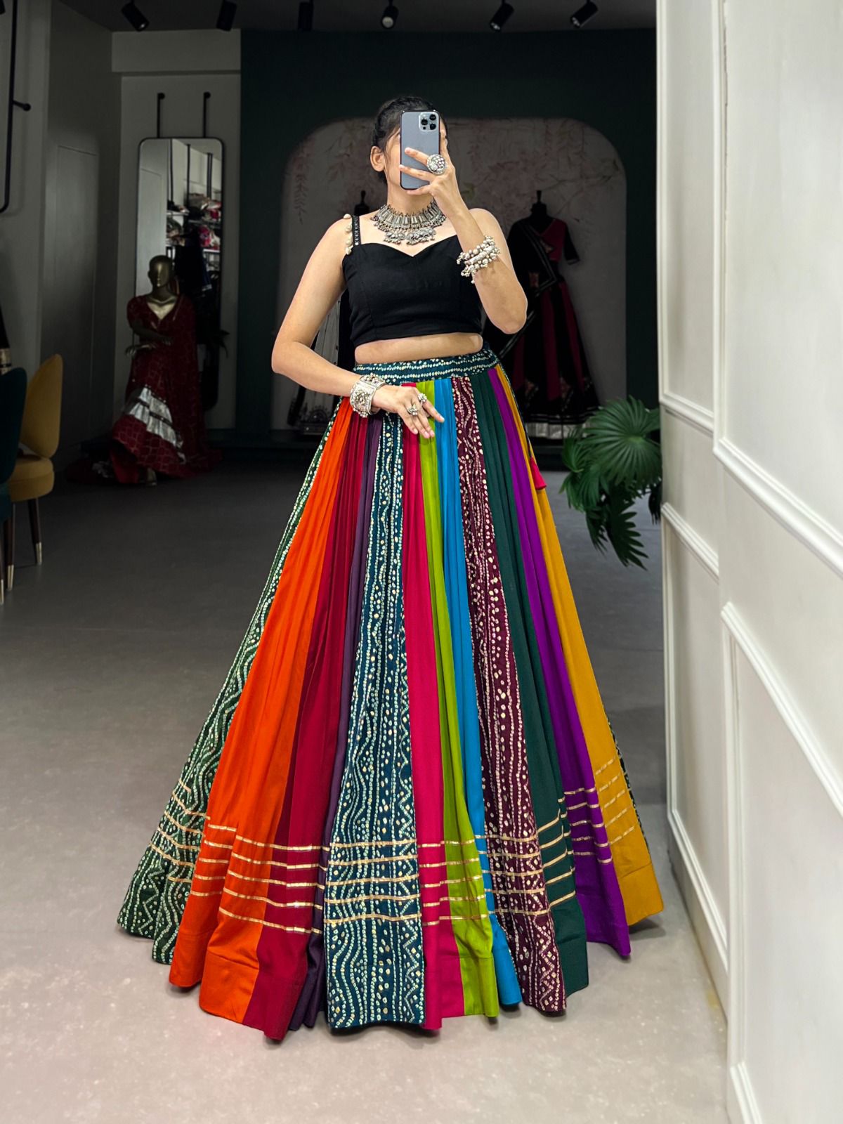 Rayon Multicolored Printed Lehenga Choli