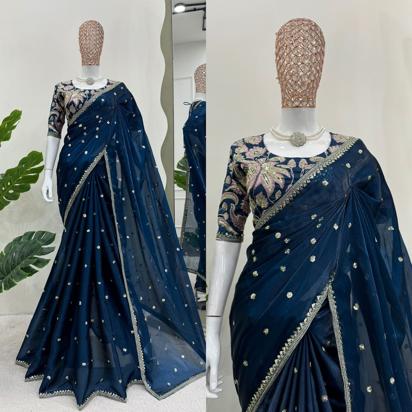 Designer jimmy choo saree with sequence blouse