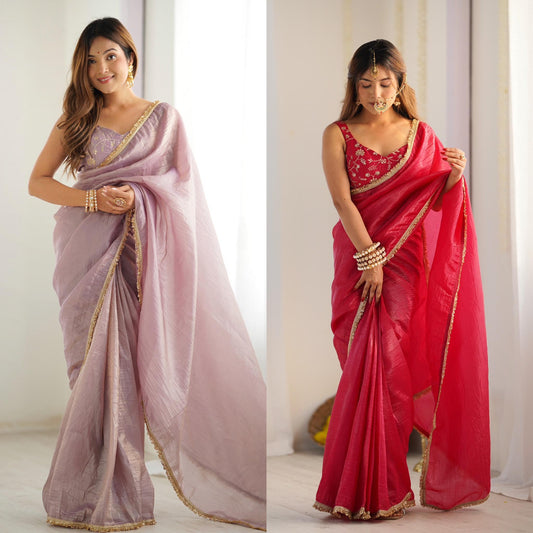 Solid colour Tissue Silk Saree