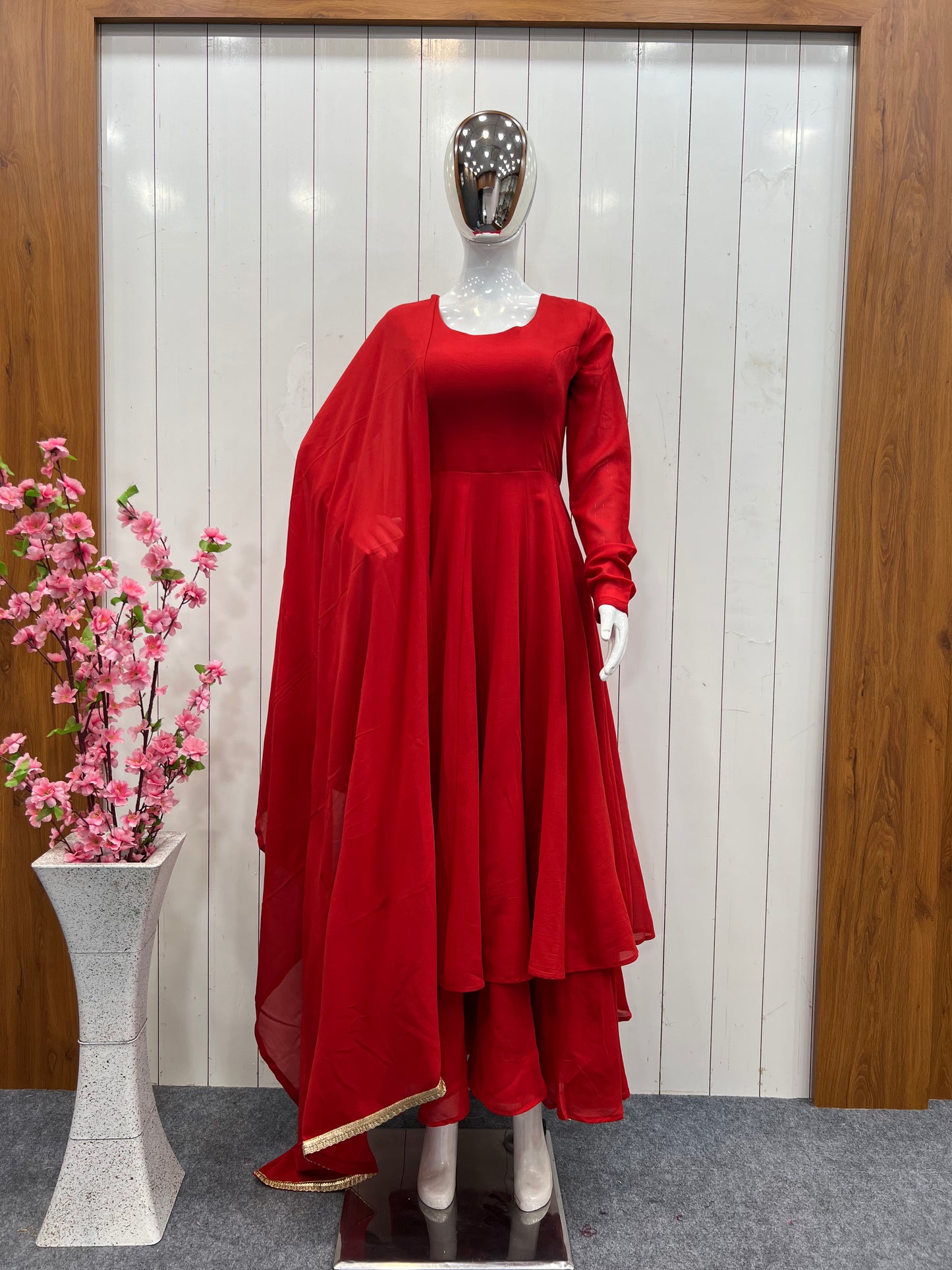 Red Double Layered Gown