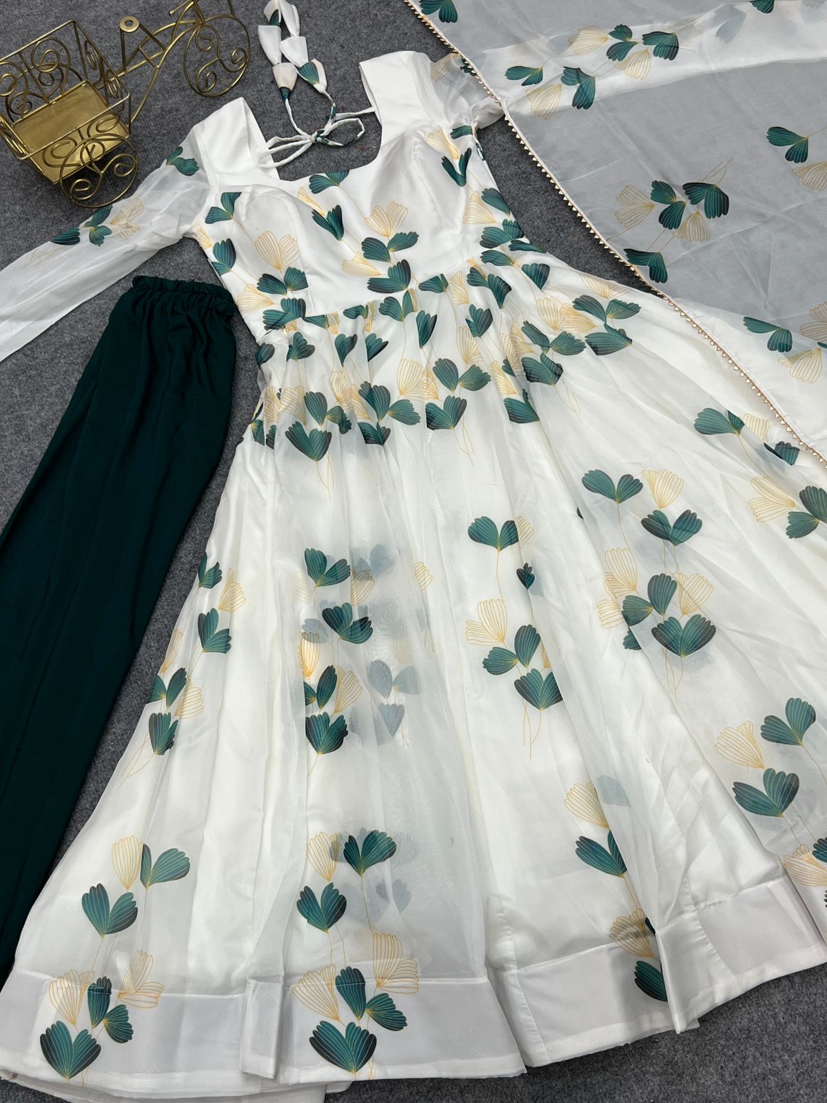 White Floral Organza Anarkali