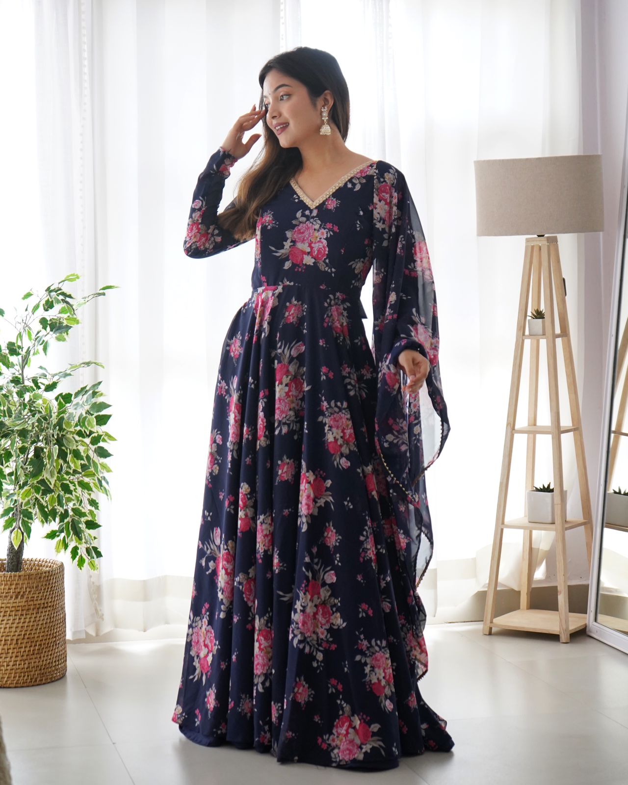 Floral Georgette Gown