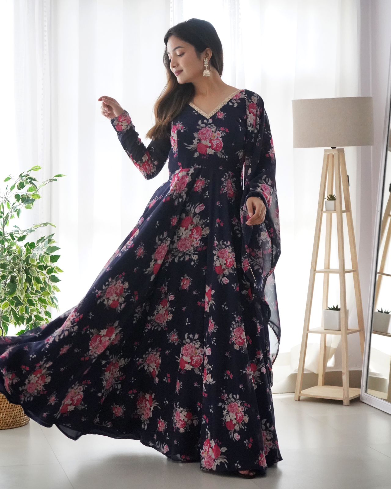 Floral Georgette Gown