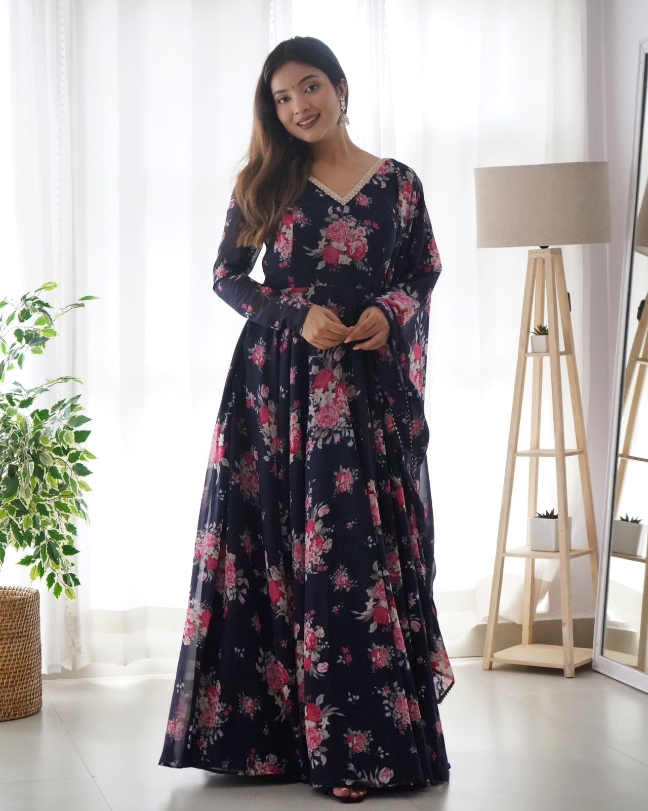 Floral Georgette Gown