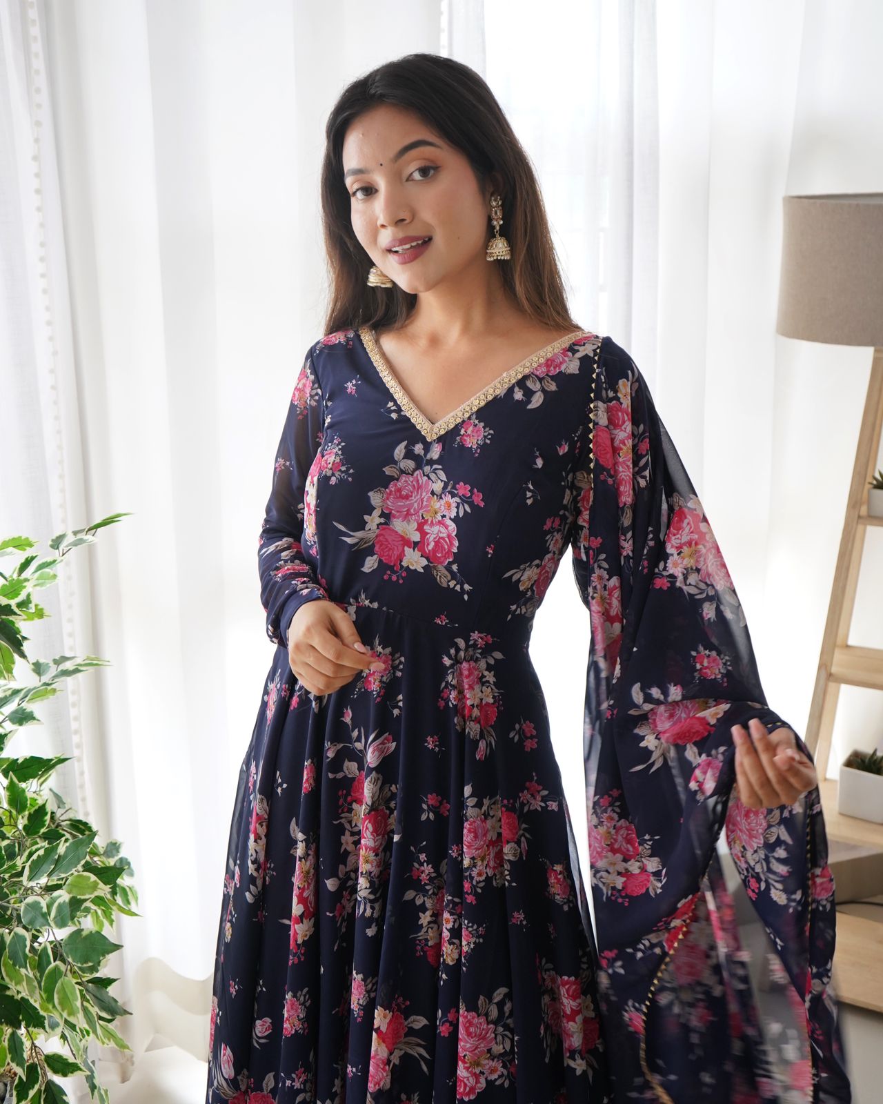 Floral Georgette Gown