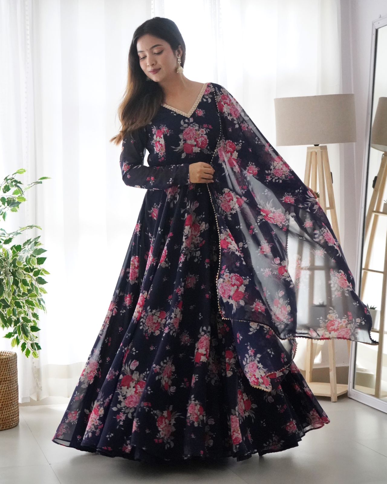 Floral Georgette Gown