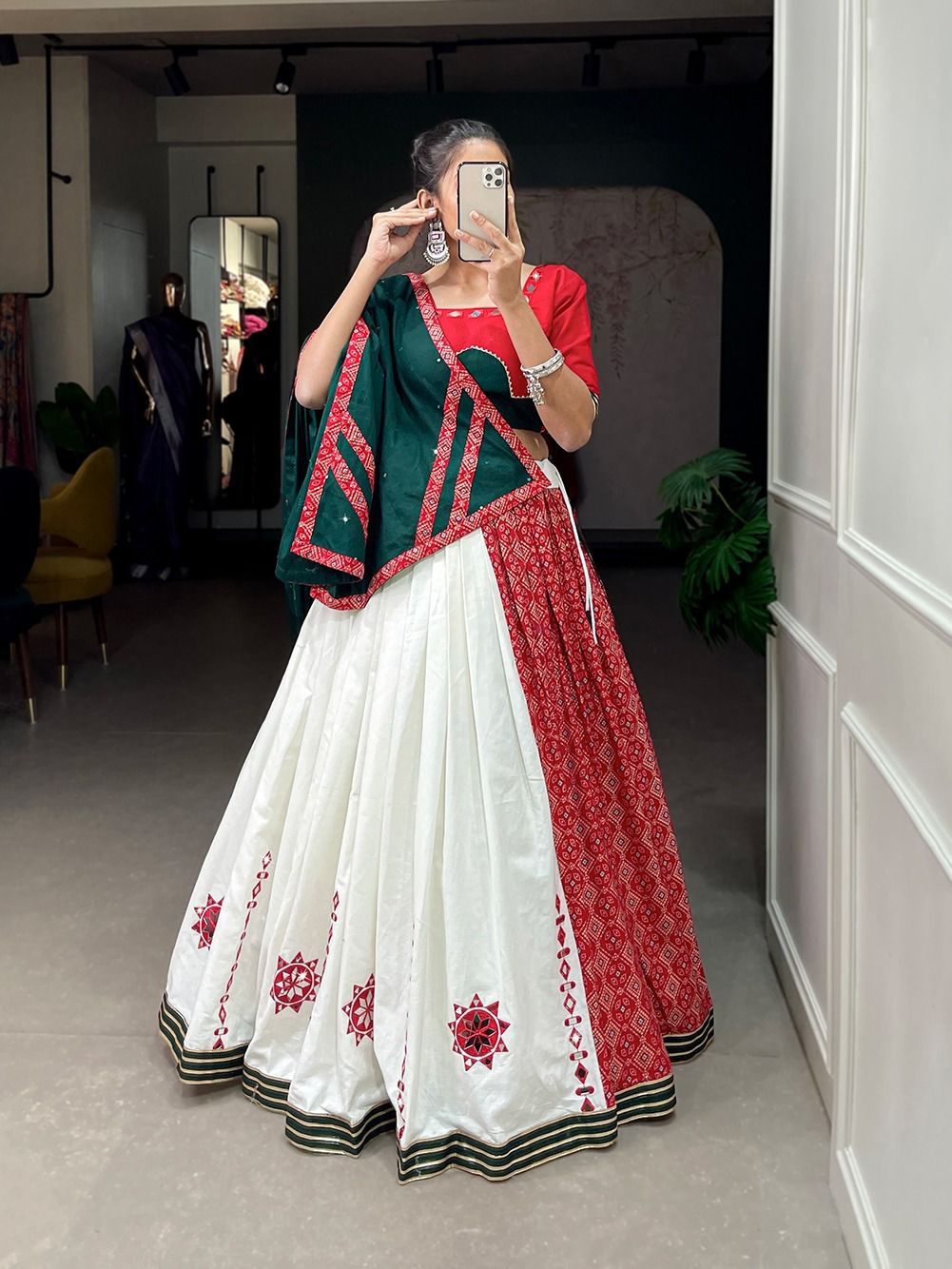 Pure Cotton Mirror work garba choli