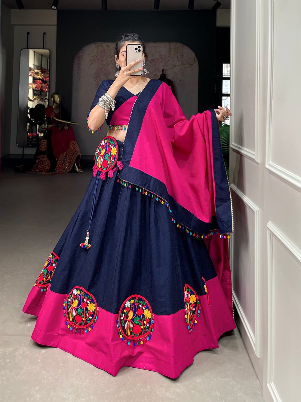 NavyBlue Magenta Garba Choli