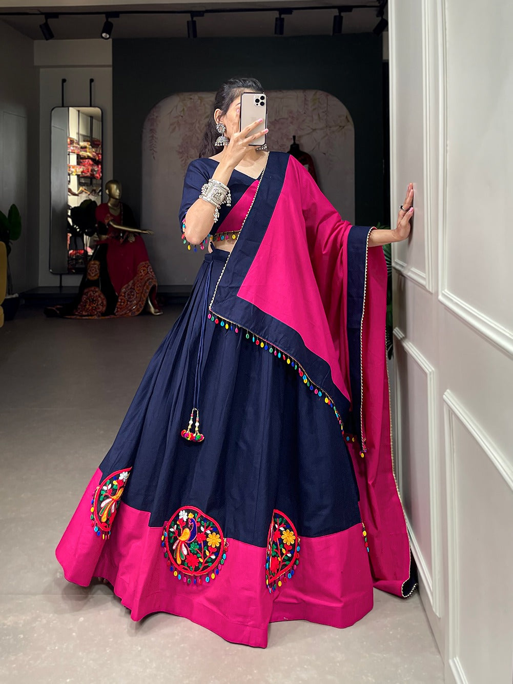 NavyBlue Magenta Garba Choli